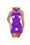 UOWEG Sexy Sling Mesh Tight Hollow Hip Wrap Dress W533 Lingerie Déchirable Purple, One Size 