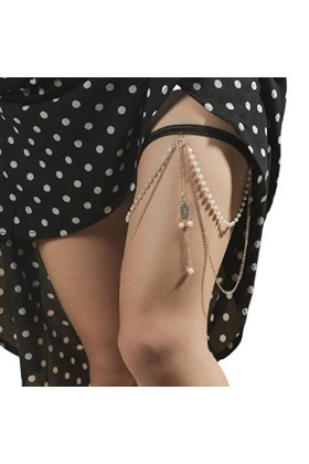 Rock Jambe ChaîNe JarretièRe Dangle Strass Cuisse ChaîNe ÉLastique Sexy Corps ChaîNe Bijoux DiscothèQue FêTe Pour Femme Cuiss