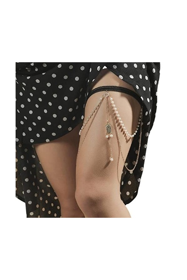 Rock Jambe ChaîNe JarretièRe Dangle Strass Cuisse ChaîNe ÉLastique Sexy Corps ChaîNe Bijoux DiscothèQue FêTe Pour Femme Cuiss