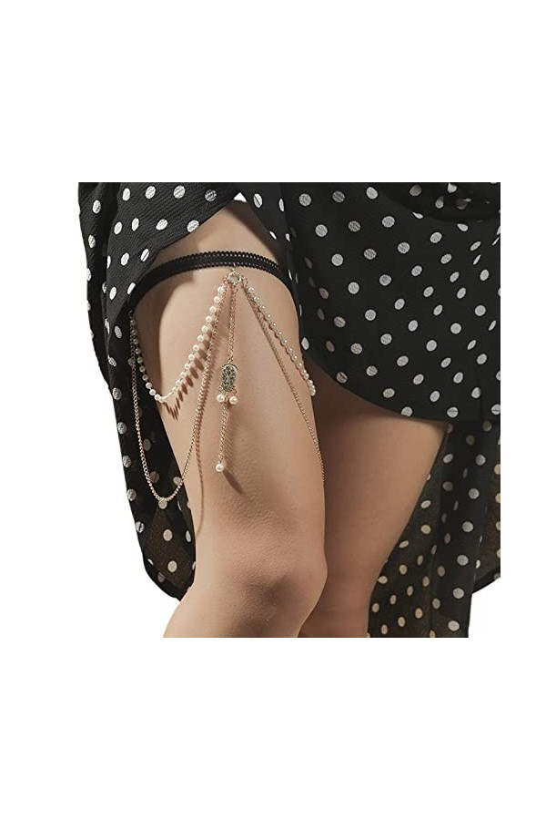 Rock Jambe ChaîNe JarretièRe Dangle Strass Cuisse ChaîNe ÉLastique Sexy Corps ChaîNe Bijoux DiscothèQue FêTe Pour Femme Cuiss