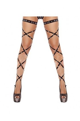 Flayem Brillant Jarretières Leg Wraps Sexy Cristal Noir Élastique Jarretière Raves Croix Bandage Musique Festival Costume pou