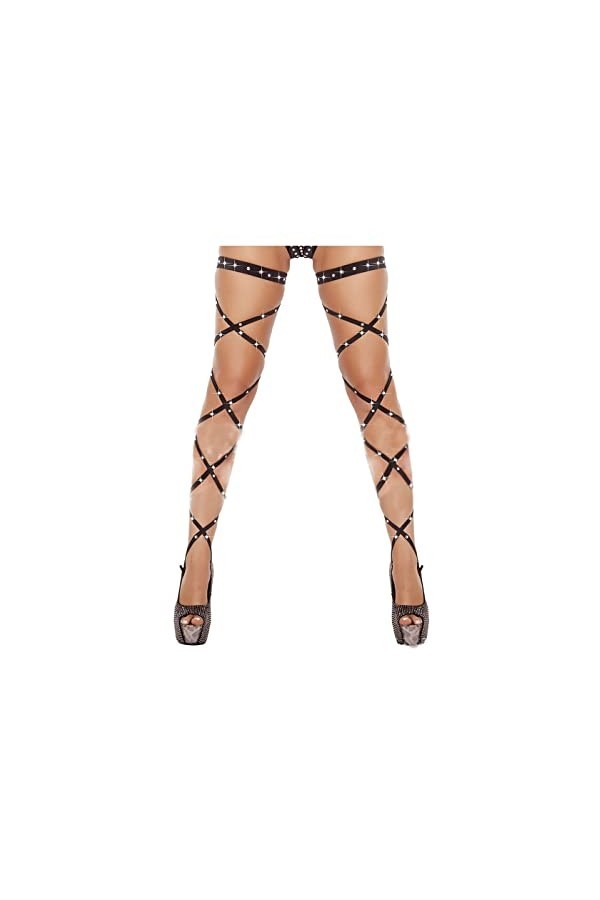 Flayem Brillant Jarretières Leg Wraps Sexy Cristal Noir Élastique Jarretière Raves Croix Bandage Musique Festival Costume pou