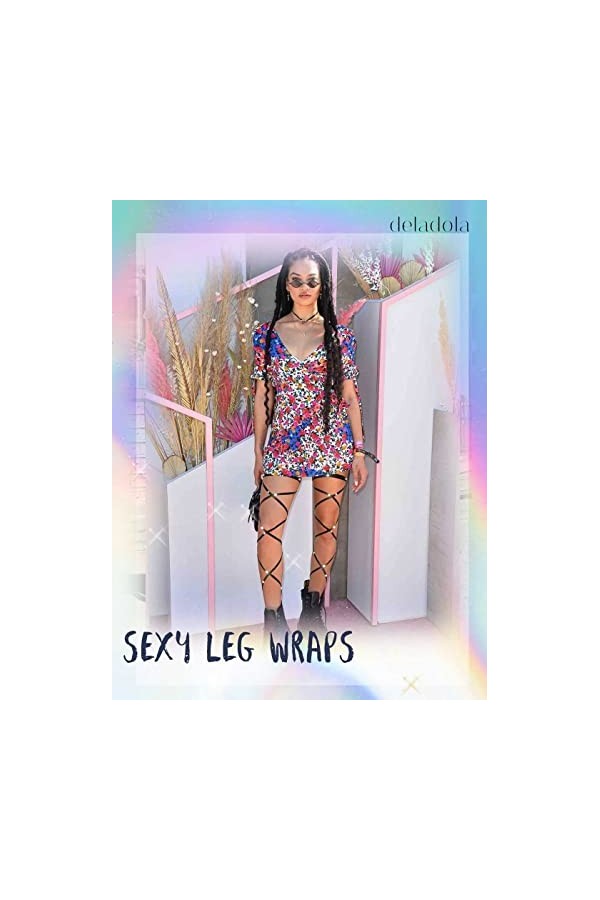 Flayem Brillant Jarretières Leg Wraps Sexy Cristal Noir Élastique Jarretière Raves Croix Bandage Musique Festival Costume pou