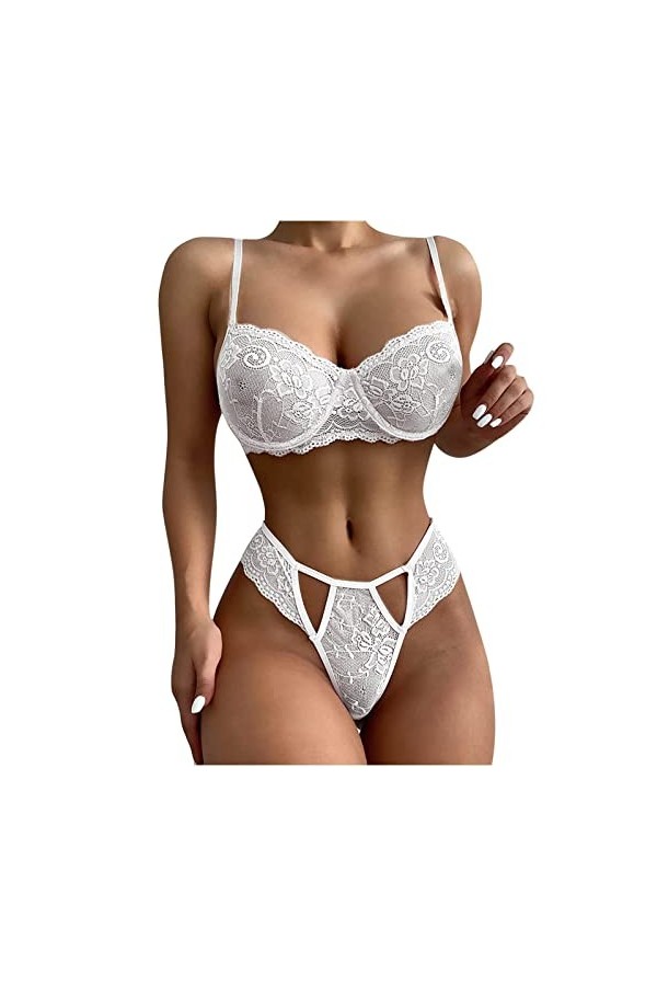 Vêtements De Nuit Femme Dentelle Lingerie Sexy Ensemble 2 Pièce Ensemble Soutien Gorge et String Erotique sous-Vetements Sexy