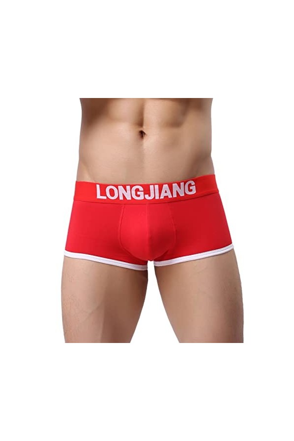 Boxer décontracté pour homme - En coton - Confortable - Noir, rouge, M