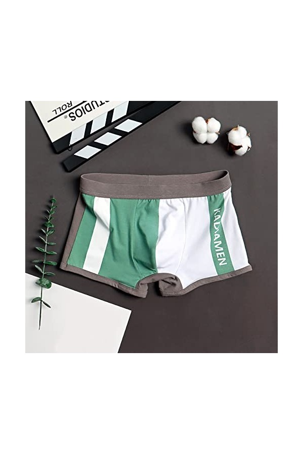 Sous-vêtements en coton pour homme - Pour garçon - Personnalité - Pantalon ample - Boxer de sport pour homme, vert, XXL