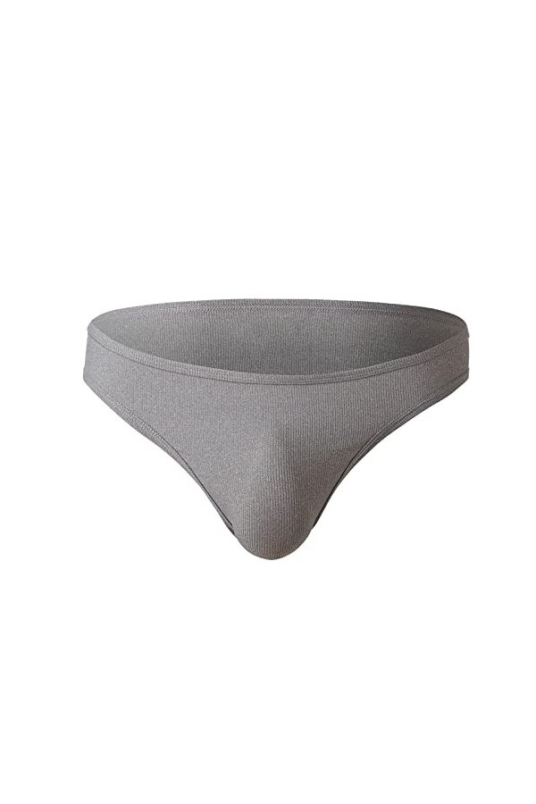 Sous-vêtement sexy en nylon côtelé stretch pour homme Taille basse, gris, XL