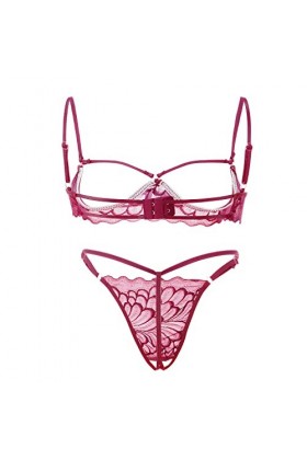 Zannycn Ensemble de lingerie sexy pour femme - Ensemble de lingerie érotique avec licol - Soutien-gorge et culotte - Lingerie