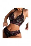 HERSIL Sous-vêtement sexy pour femme - Lingerie sexy - Dentelle - Soutien-gorge brillant - Bowknot profond - Pour cosplay - D