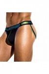 Sous-vêtement sexy pour homme - Avec bande croisée - Solide - Taille basse - Dos en T - Tangas G - String - Handball - Sous-v
