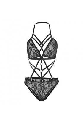 Womens Bandage Lace Romper Elastic Top Culotte Set Sexy Hollow Out Cage Bra Body S Lingerie