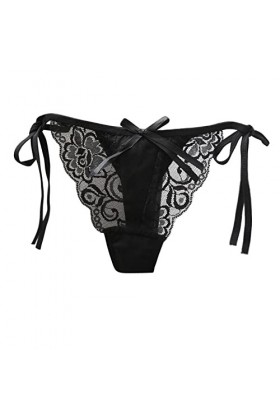 HELLORSOON Culotte Dentelle Femme,Sexy Érotique Maille Transparente en Soie String en Dentelle Culotte Coton