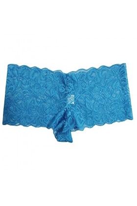 HELLORSOON Slip pour Femme Sexy Respirabilité en Dentelle Échancré String Noir Nuisette Maille Transparente Pyjama sous-vêtem