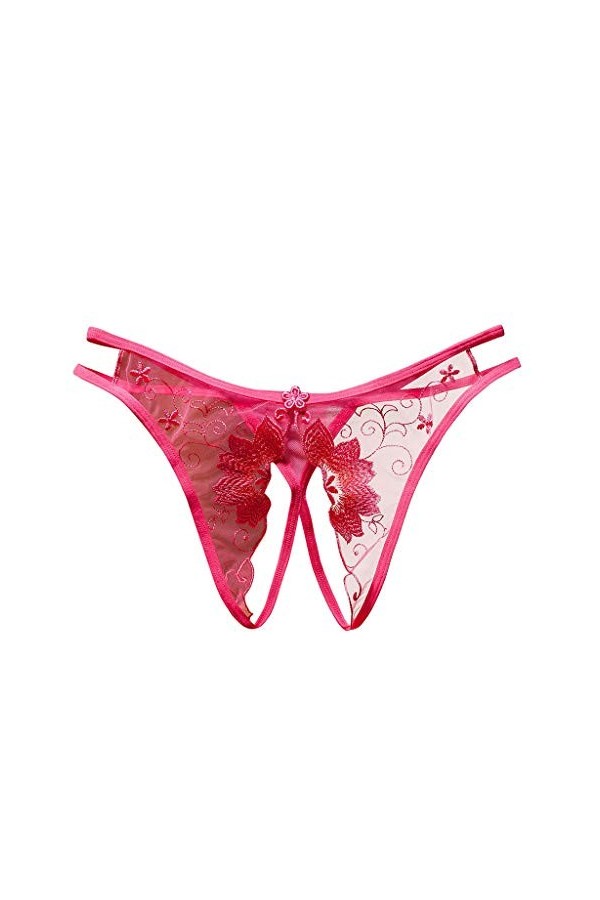 HELLORSOON Tanga pour Femme Sexy Respirabilité en Dentelle Échancré String Noir Séduction Résille Volants Body Lingerie sous-