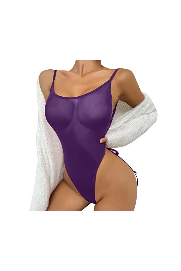 Fulidngzg Lingerie sexy pour femme - Ouvert - Dentelle - Lingerie sexy SM - Nuisette - Body en maille transparente - Lingerie