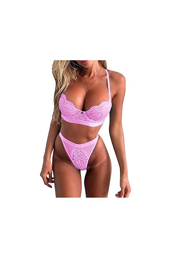 Lingerie Sexy Ensemble Femme Erotique Vêtements De Nuit Dentelle sous-Vetements Sexy Ensemble Soutien Gorge et String 2 Pièce
