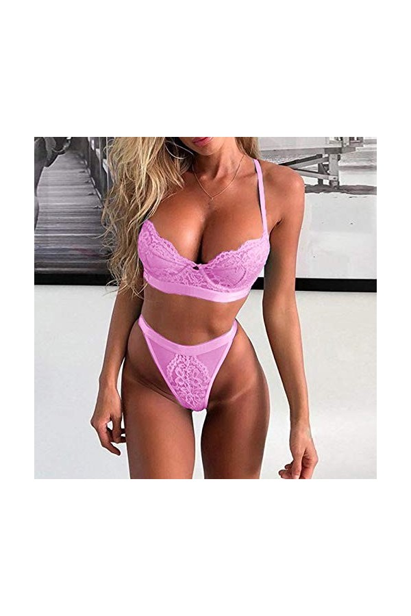 Lingerie Sexy Ensemble Femme Erotique Vêtements De Nuit Dentelle sous-Vetements Sexy Ensemble Soutien Gorge et String 2 Pièce