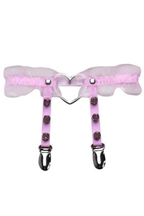 UOWEG Bar Jarretière Jambe Sexy Pêche Discothèque Ceinture en Cuir Clip Coeur Jarretière Accessoire Slip Enfant 2 Ans Pink, 