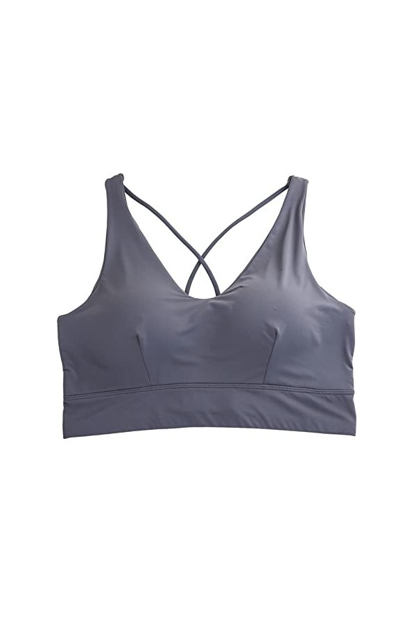 Zannycn Bralette Gorsenia Soutien-gorge dallaitement avec armatures croisées Dos rembourré Fitness Jogging Bra, gris foncé, 
