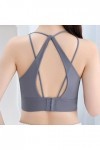 Zannycn Bralette Gorsenia Soutien-gorge dallaitement avec armatures croisées Dos rembourré Fitness Jogging Bra, gris foncé, 