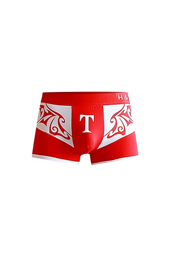 Sous-vêtements homme coton boxer cartoon imprimé sexy jeunes quatre saisons boxers taille moyenne, rouge, M