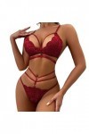 Lingerie sexy en dentelle pour femme - Sous-vêtements sexy - Sous-vêtements de nuit - Culotte ouverte, Rouge, XL