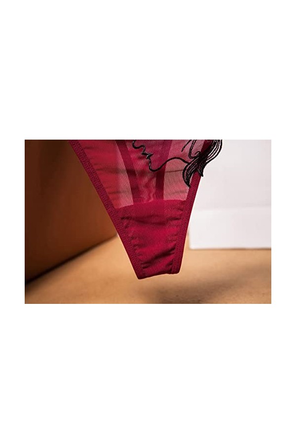 HELLORSOON String Dentelle Femme,Sexy Érotique Transparence Subtile Absorbant Body Lingerie Slip pour Femme