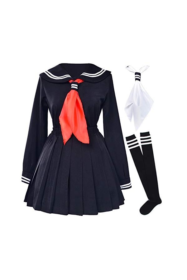 Costume classique pour écolière japonaise avec chaussettes - Noir - M