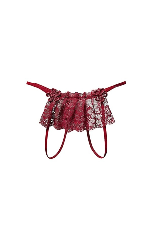 HELLORSOON Slip pour Femme Sexy Dentelle Florale Confortable Échancré String Ouvert Nuisette Maille Transparente Nuisette Tra