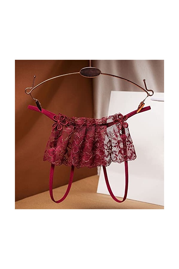 HELLORSOON Slip pour Femme Sexy Dentelle Florale Confortable Échancré String Ouvert Nuisette Maille Transparente Nuisette Tra