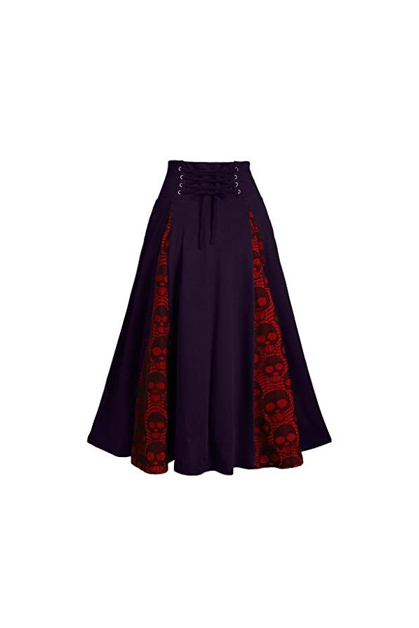 Vêtements médiévaux pour femme - Taille haute - Plissée punk - Jupe gothique victorienne - Renaissance rétro - Costume dHall