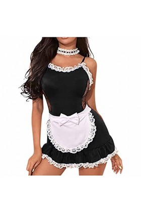 Luckywaqng Lingerie Sexy Tenues Frisky French Sexy Costume pour Femmes Lingerie Ange Sexy Noir, M 