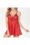 PANPANY Femmes Sexy Dentelle Flower Sleepwear Robe Soie Lingerie Nuit de Nuit sous-vêtements Lingerie Lou Red, M 