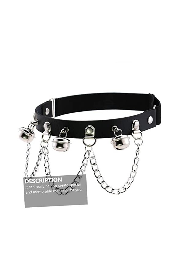 Healeved 1Pc Noir Cloche Chaîne Jambe Boucle Extensible Bracelets pour Femmes Bracelets Cuir Jarretière Corps Chaîne Ceinture