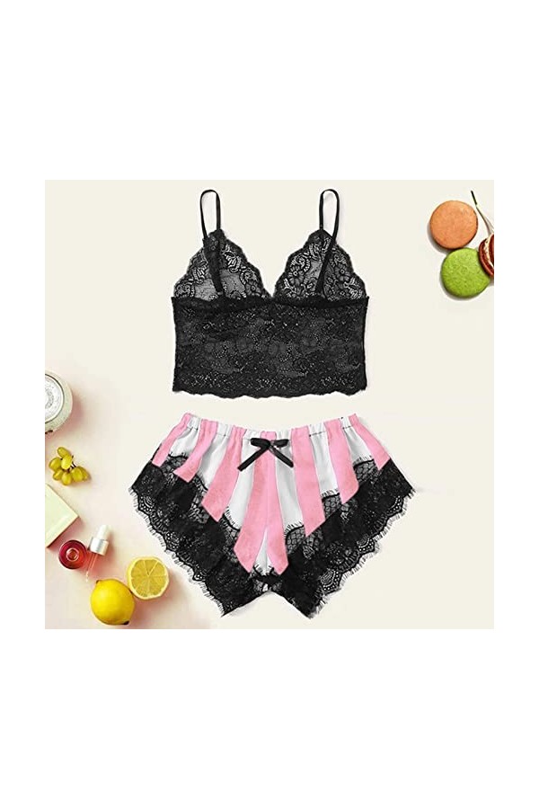 WhOpro Lingerie Lui Costume-Arc Sous-vêtements Sexy S Lingerie, Rose, S