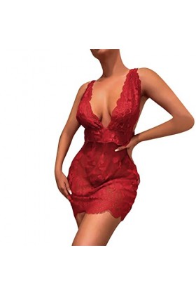 liaddkv Ensemble de lingerie sexy pour femme - Rouge - Pour Noël - Rouge - Taille XL