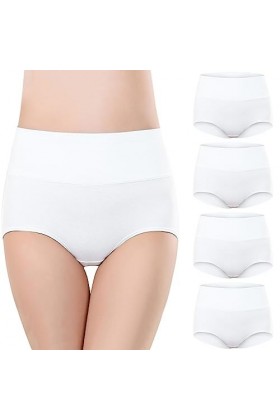 Buste Lingerie sous-vêtements en Coton Taille Haute pour Femmes Slips Extensibles Culottes à Couverture complète Douce 4P Sex