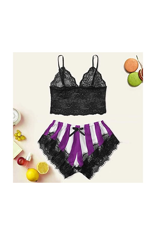 WhOpro Lingerie Lui Costume-Arc Sous-vêtements Sexy S Lingerie, lilas, S