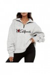 Gefomuofe Sweat-shirts pour femme Pull oversize en coton pour femme Pull à capuche avec fermeture éclair Pull décontracté Ove