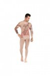 Combinaison sexy en maille filet pour homme - Transparent - Lingerie à manches longues - En résille - Sous-vêtements érotique