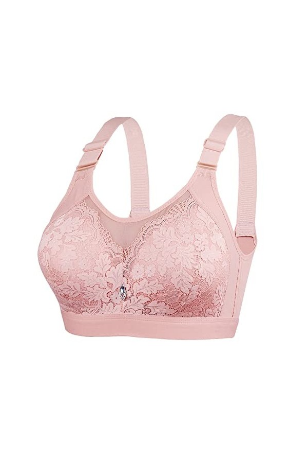 Bustiers Zero Feel Bralette Bralette sans armatures Brassière Brassière Forte Tenue Grande Taille Bustier, Rose, 44