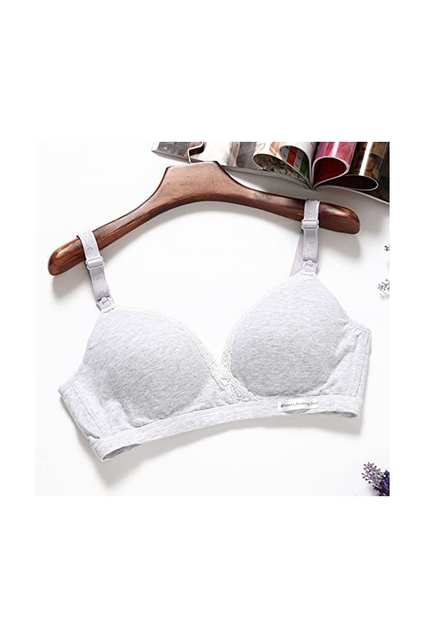 Zannycn Soutien-gorge dallaitement pour femme - Soutien-gorge dallaitement sans coutures, gris, L