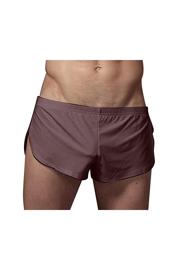 Short léger et lisse pour homme, sexy, confortable, décontracté, couleur unie, café, L