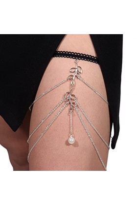 Gissroys Punk Perle Gland Cuisse Chaîne Jambe Corps Chaîne Harnais Gothique Jambe Jarretière Mode Beach Club Party Corps Four
