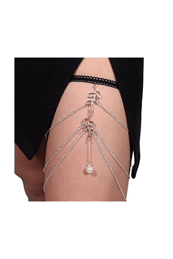 Gissroys Punk Perle Gland Cuisse Chaîne Jambe Corps Chaîne Harnais Gothique Jambe Jarretière Mode Beach Club Party Corps Four