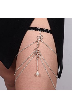 Gissroys Punk Perle Gland Cuisse Chaîne Jambe Corps Chaîne Harnais Gothique Jambe Jarretière Mode Beach Club Party Corps Four