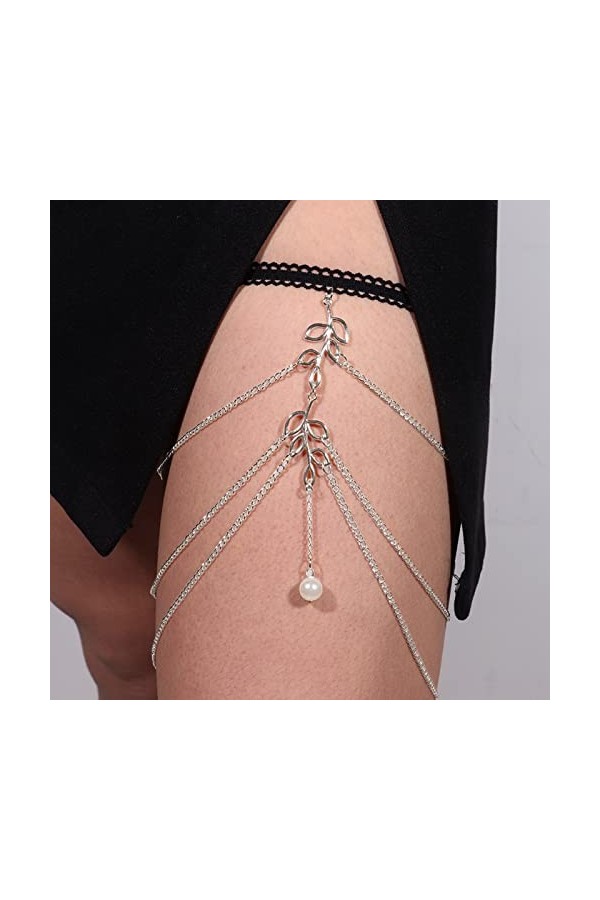 Gissroys Punk Perle Gland Cuisse Chaîne Jambe Corps Chaîne Harnais Gothique Jambe Jarretière Mode Beach Club Party Corps Four