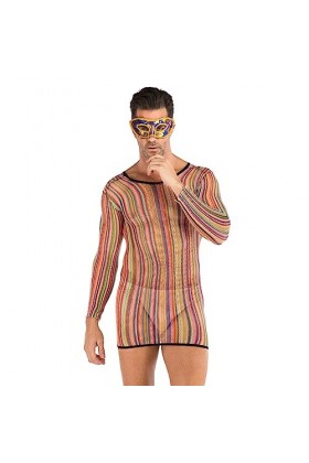 Générique String Homme Sexy Hot Dentelle Slips Boxer Collants Sexy en résille pour Hommes Robe avec Capuche V, One Size 