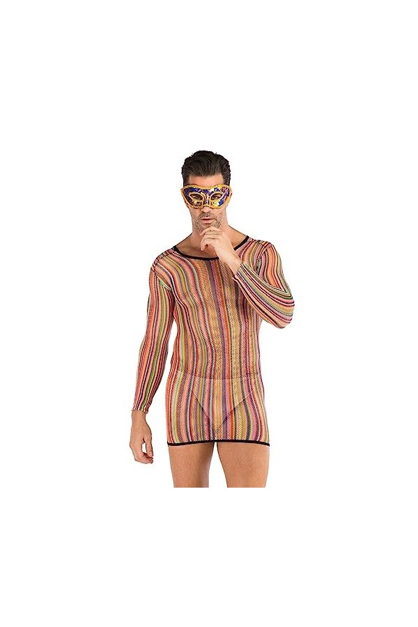 Générique String Homme Sexy Hot Dentelle Slips Boxer Collants Sexy en résille pour Hommes Robe avec Capuche V, One Size 