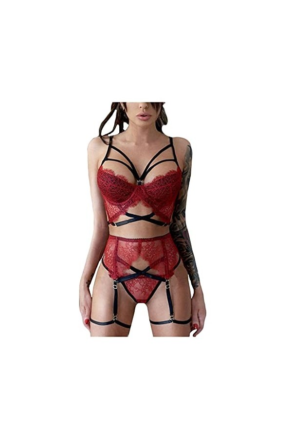 Vêtements De Nuit Femme Sexy Lingerie Sexy Ensemble Dentelle sous-Vetements Erotique Ensemble Soutien Gorge et String 2 Pièce